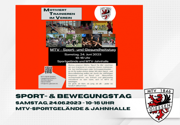 24.06. - Sport- und Bewegungstag beim MTV 1846 Gießen - Zeitplan jetzt online